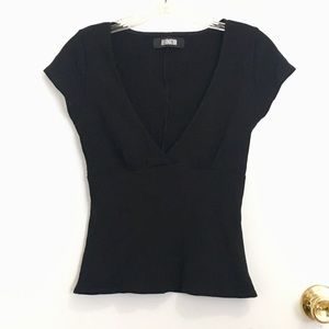 Reformation Black Crossover Neckline Top